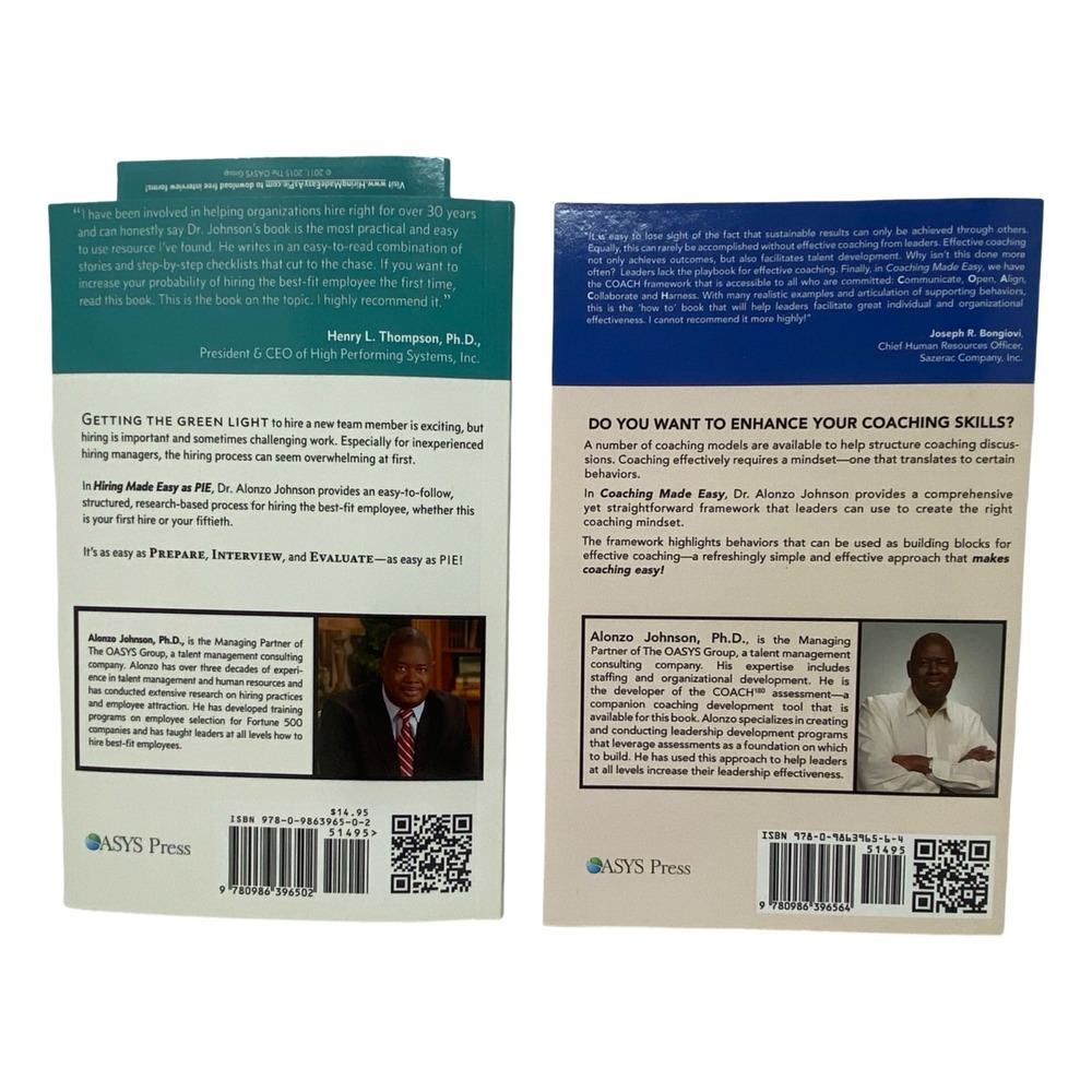 Signed Alonzo Johnson Ph.D. Hiring Made Easy‎ As Pie & Coaching Made Easy Books - Picture 2 of 6